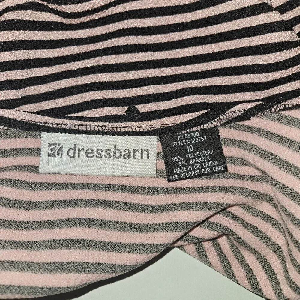 Dressbarn Pink Black Blazer Jacket Striped Tank Top Matching Set Size 10